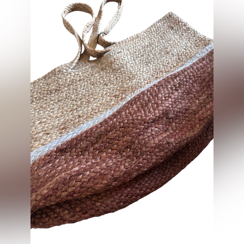 Free People Woven Tan and Brown Tote - Picture 6 of 8